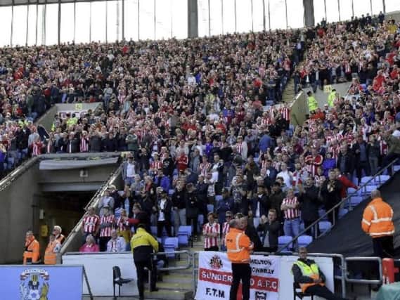 Sunderland fans inside the Ricoh Arena ahead of the trouble when the match ended