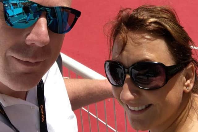 Ross Brewster and wife Sharon pose for a selfie beside the red carpet at the Cannes Film Festival.