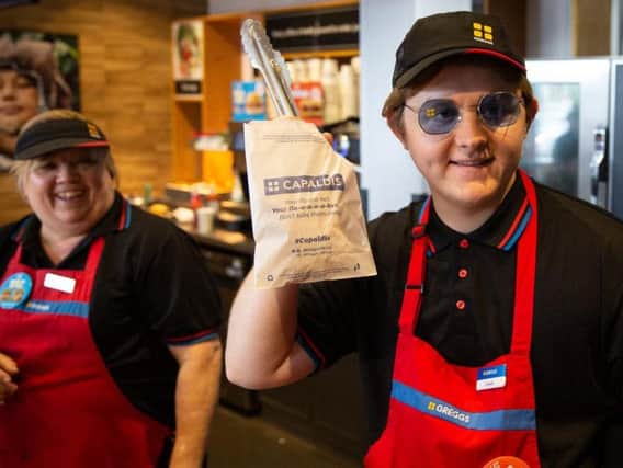 Picture issued by Greggs of Scottish singer-songwriter Lewis Capaldi who thrilled music fans by going undercover to serve in a Greggs bakers on Stokesley Road in Middlesbrough ahead of his performance at Radio 1's Big Weekend in Middlesbrough