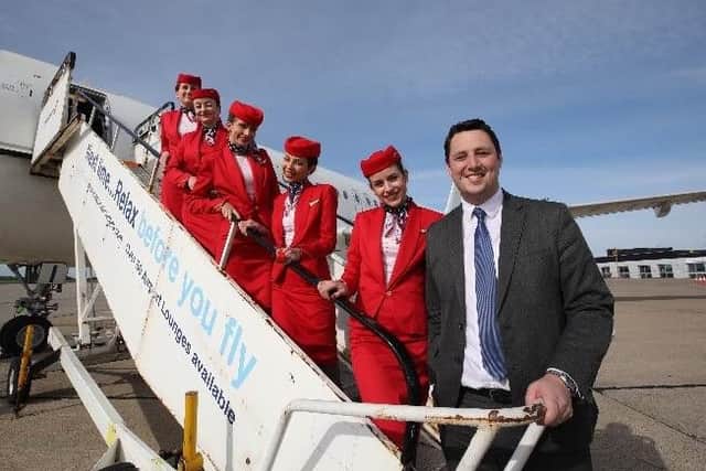 Tees Valley Mayor Ben Houchen with The Balkan Holidays flight crew