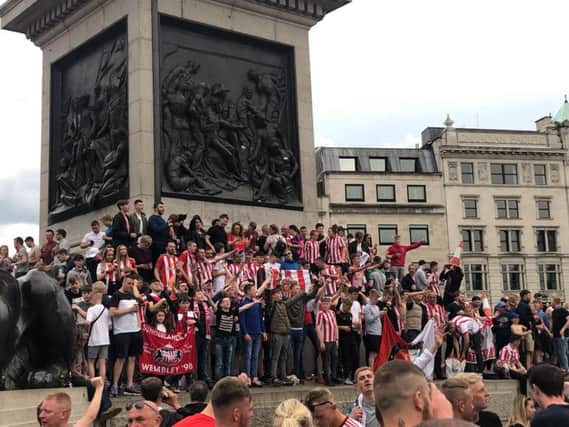 Sunderland fans have taken over Trafalgar Square ahead of the League One play-off final