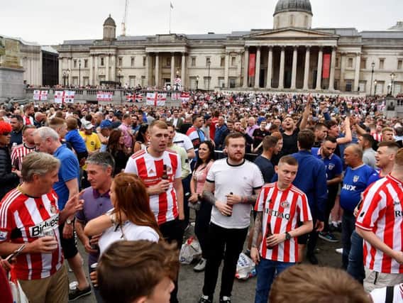 Sunderland fans took over Trafalgar Square ahead of their League One play-off final against Charlton.