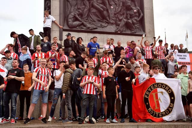 Sunderland fans in Trafalgar Square.