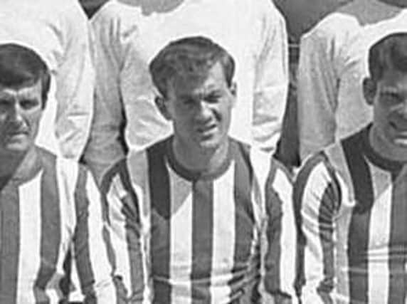 Former Sunderland striker Harry Hood, pictured in a 1966 team photo, has died at the age of 74.