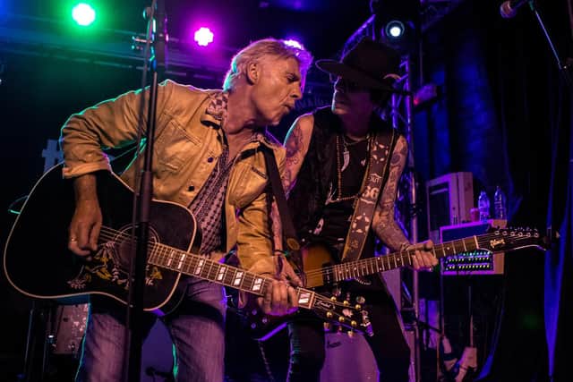 Former Sex Pistols bassist Glen Matlock and guitar for hire Earl Slick performing at The Cluny in Newcastle. Pic: Mick Burgess.
