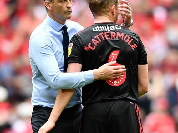 Sunderland manager Jack Ross with Lee Cattermole at the final whistle.