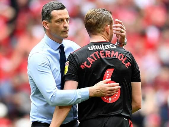Jack Ross and Lee Cattermole at the final whistle on Sunday