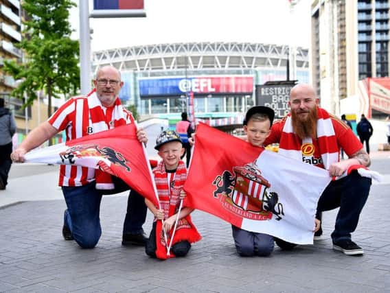 Sunderland AFC supporters outside Wembley Stadium.