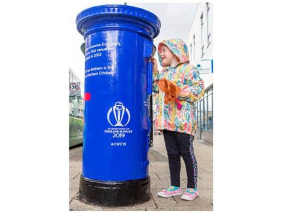 Royal Mail has unveiled a special edition postbox in Chester-le-Street town centre to mark the launch of the ICC Cricket World Cup this week.