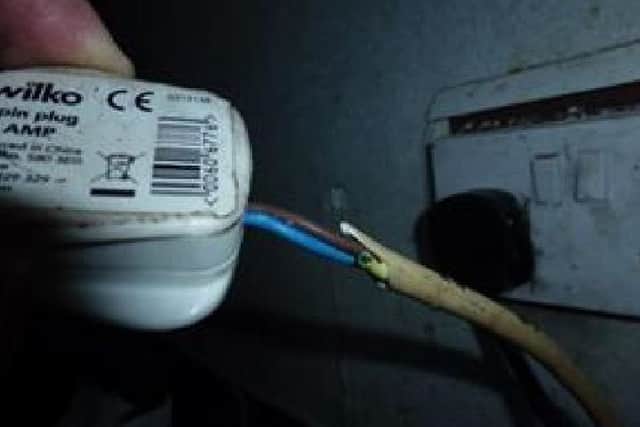 Bare wires were found on electrical appliances within the business.
