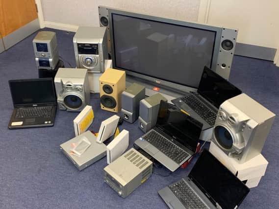 The electrical goods seized from Ms Macintosh's property as part of the successful prosecution brought against her for breach of a Noise Abatement Notice.