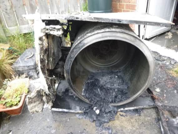 The remains of the drier. Picture from Tyne and Wear Fire and Rescue Service