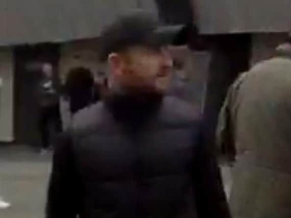Police say they want to speak to this man following disorder at the Sunderland v Coventry City game at the Stadium of Light on Saturday, April 13.