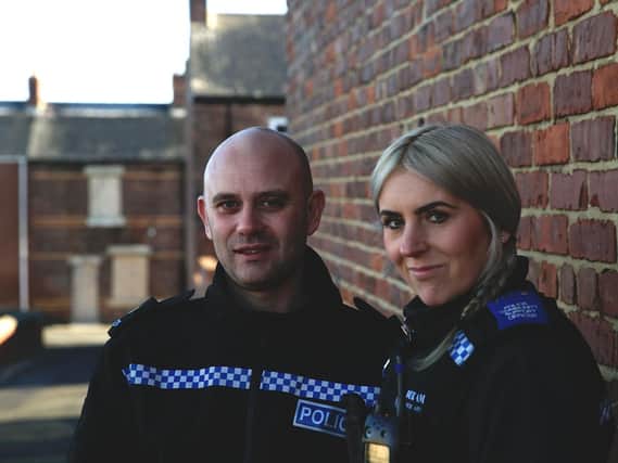 Sergeant Terry Hill and PCSO Vikki Gill are followed during the Canny Cops documentary. Photo by BBC/Minnow Films/Jack Rampling.