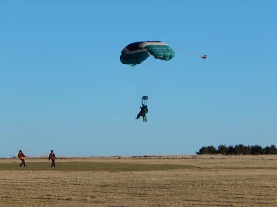 FLOATING IDEA: A scene from their women's skydive at Peterlee.