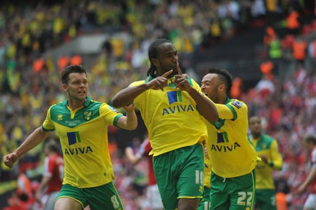 Cameron Jerome celebrates his goal against Middlesbrough. Picture by Tom Collins.