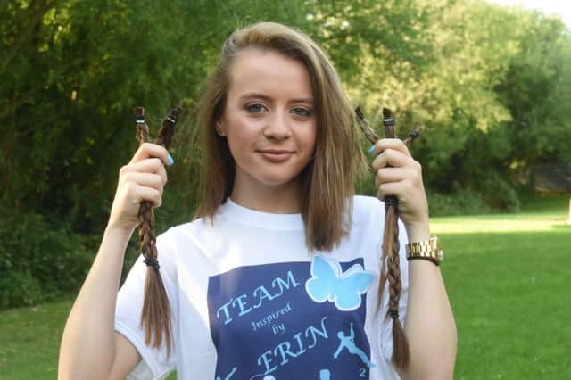 Charley Wood after she had her hair cut for the Little Princess Trust.