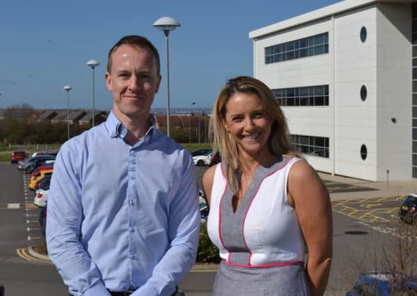 Spectrum Business Park developer Paul Wellstead with Judith Bennison, Group HR Director at The Great Annual Savings Company.