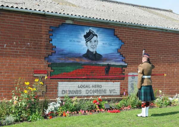 The mural dedicated to Dennis Donnini, the youngest man to be awarded the Victoria Cross.