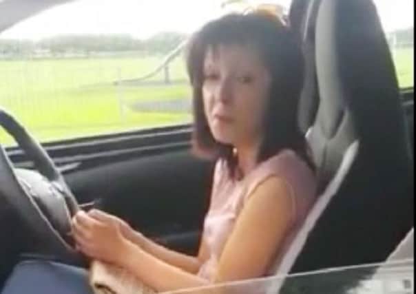 A video still issued by the Crown Prosecution Service of Helen Turnbull after she crashed into a parked car in County Durham.