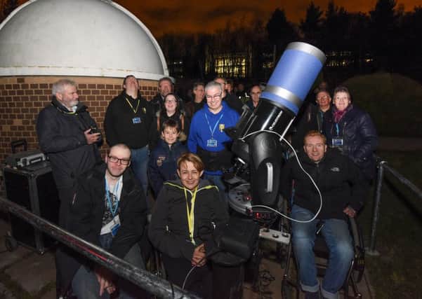 Tanni-Grey Thompson with Sunderland Astronomical Society members at the official opening of its new equipment.