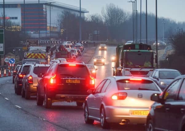 A build-up of traffic in the roadworks on Wessington Way, Sunderland, during yesterday mornings rush-hour.