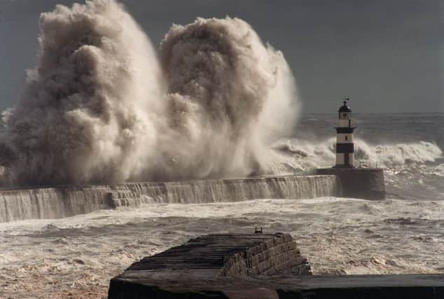 Seaham's North Pier. The flood alert is in place along the North East coast
