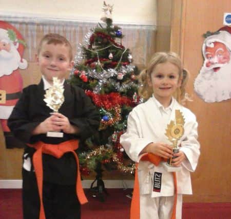 Jack Lord and Ellie Hall students of the year at Holy Rosary Church Karate Club.