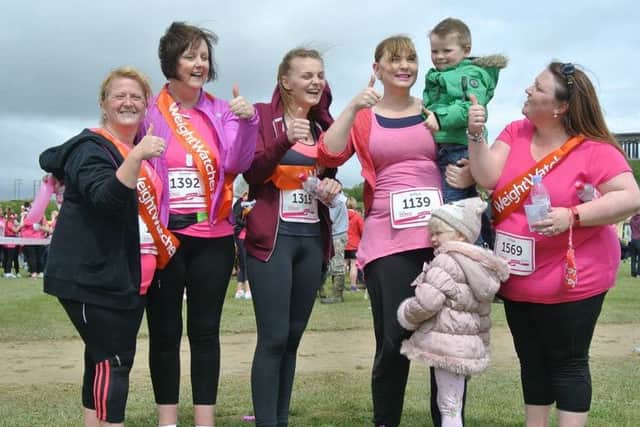 Sue, second left, with other Weight Watchers members at the Race for Life.