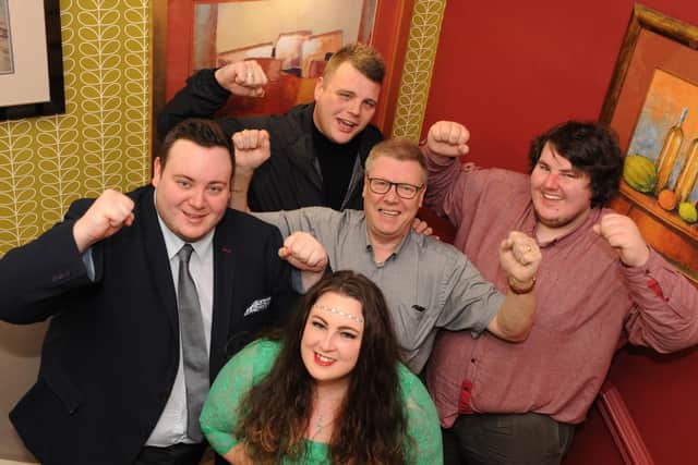 BBC's The Voice contestant Melissa Cavanagh, with brother Jamie Bell, uncle John Tate, and friends Wayne Fada and David Walker after watching last night's show