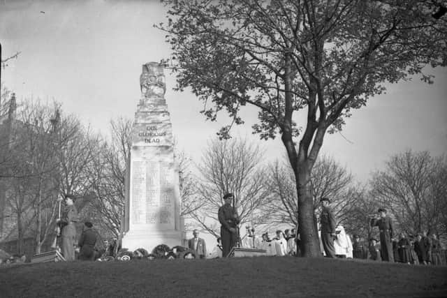 A Remembrance Service at Houghton cenotaph in November 1956.