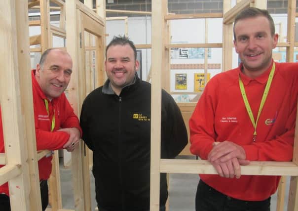 From left, East Durham College lecturer Dominic Hunt, Gareth Frater and lecturer Joe Atherton.