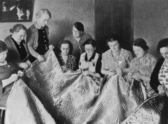 Amy Emms at a quilting session at Roker British Legion in 1945.