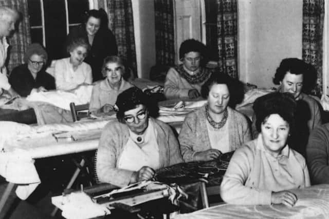 Amy Emms - back left at East Community Centre Quilting Class 1951.