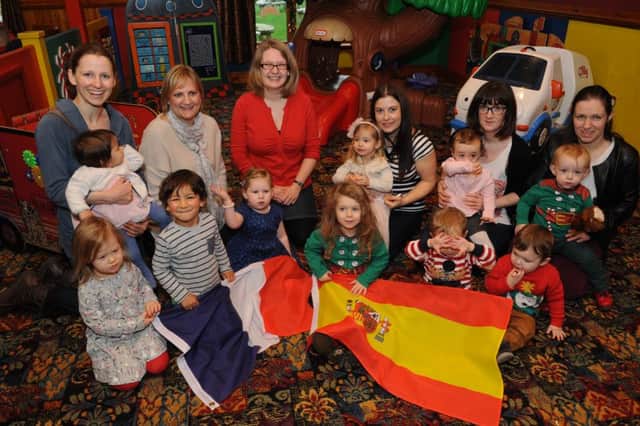 Youngsters and parents who have taken part in Lingo Tots at Oak Tree Farm, Doxford Park.