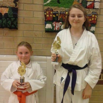 Thorney Close Karate Club Students of Year 2015 Anna Barker and Olivia Hunter.