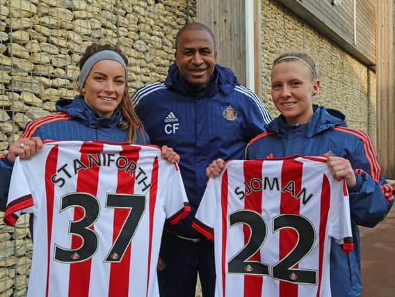 New Sunderland signings midfielder Lucy Staniforth and defender Kylla Sjoman