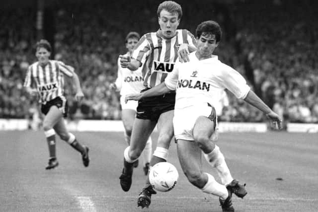 Gary Owers battles in Sunderland's 3-2 win over Bournemouth in October, 1989