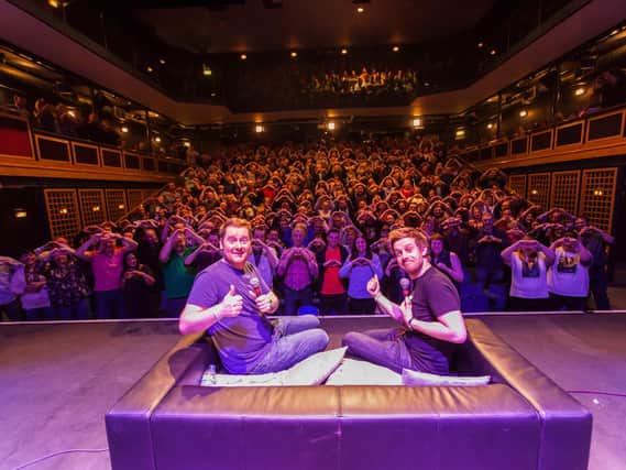 Jason Cook and Chris Ramsey on stage at the Customs House. Picture by Kevin Duffy.