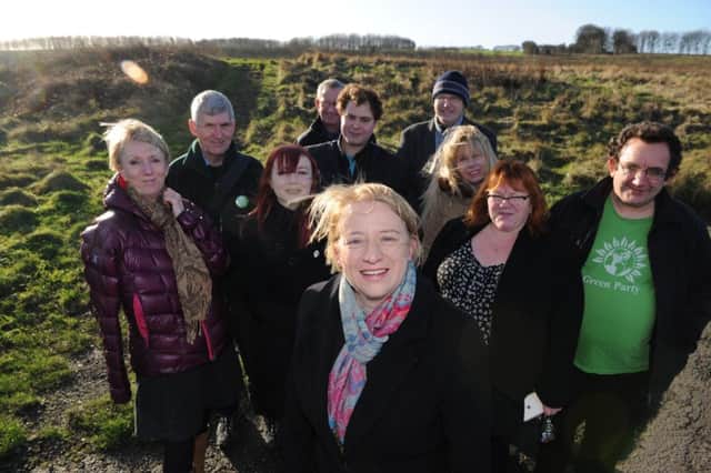 Green Party leader Natalie Bennett, front centre, met with residents on Friday.