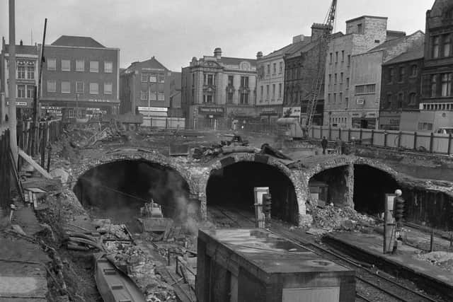 The tunnels at Sunderland Station are "sliced" in February 1966.