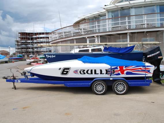 The stolen speedboat.