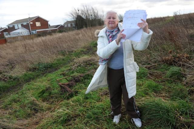 Vicarage Close, New Silksworth, resident Audrey Polkinghorn with her petition against the proposal for building of new homes on grassland.