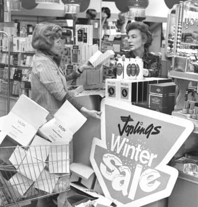 Staff prepare for the annual sale at Joplings in 1977.