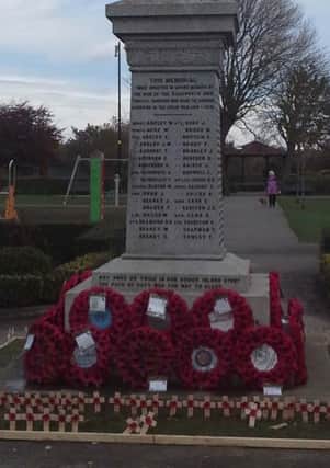War memorial in Silksworth Park after Remembrance Servivice.