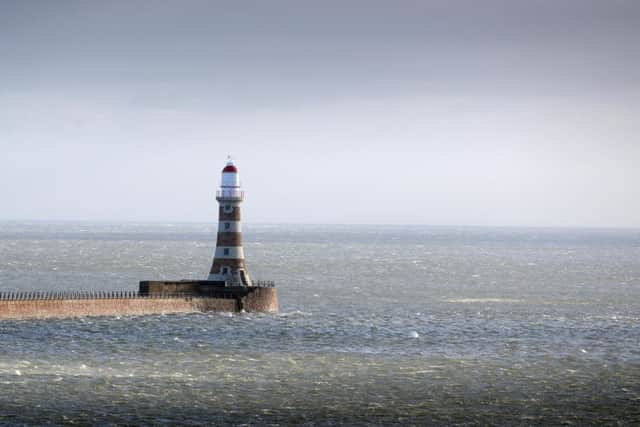 Roker Pier closed due to high winds.