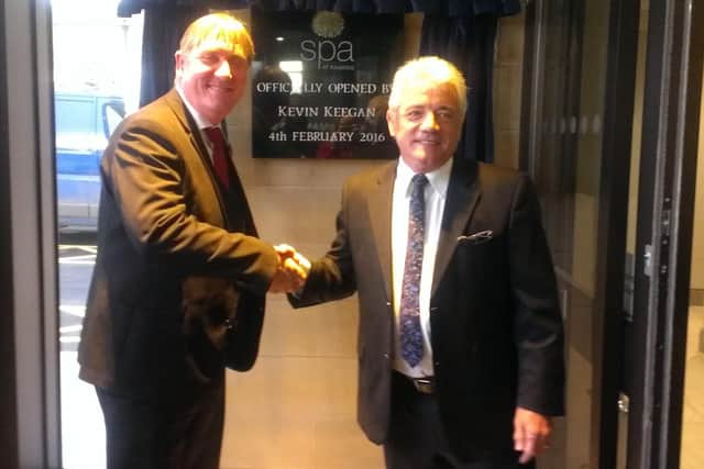 Ramside's hotel manager Tim Boyd with Kevin Keegan after the unveiling of the plaque to mark the official opening of its spa.