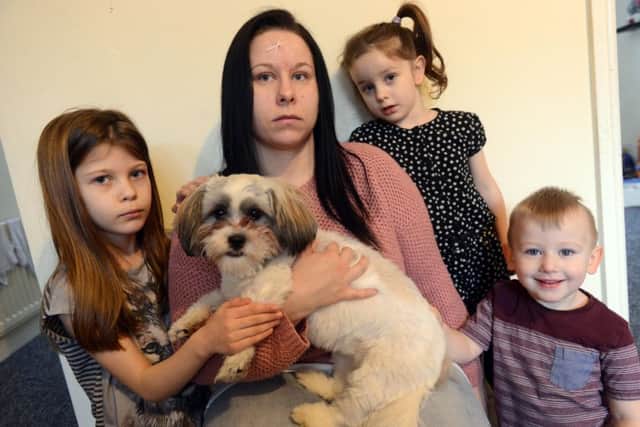 Carla Beevers with children Maci, Amelia and Riley Beevers and dog Bella.