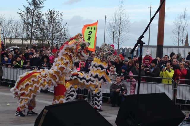 The dragons entertaining during Sunderland's Chinese New Year.