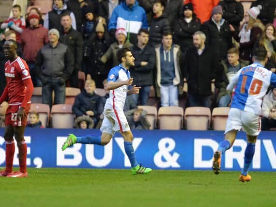 Jordi Gomez scores for Blackburn Rovers against Middlesbrough